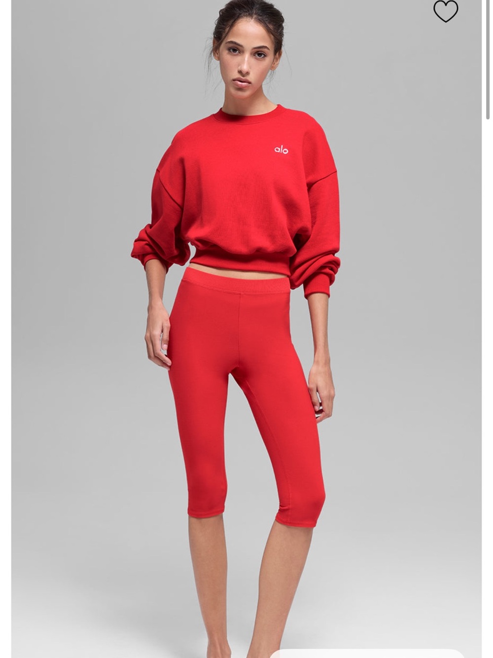Alo Women's Cropped Red Crewneck Sweater